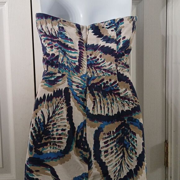 Banana Republic multicolor strapless silk blend pocket dress Sz 6 EUC - Picture 6 of 7